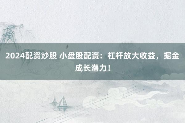2024配资炒股 小盘股配资：杠杆放大收益，掘金成长潜力！