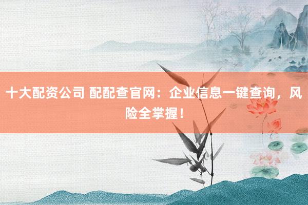 十大配资公司 配配查官网：企业信息一键查询，风险全掌握！