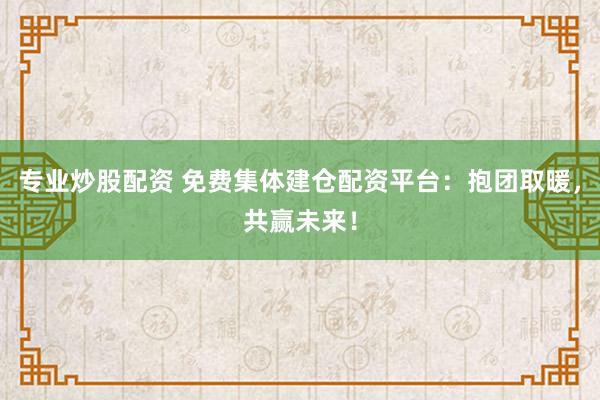 专业炒股配资 免费集体建仓配资平台：抱团取暖，共赢未来！