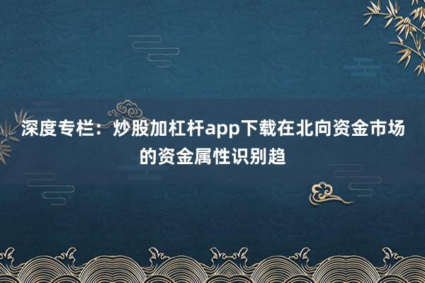 深度专栏:炒股加杠杆app下载在北向资金市场的资金属性识别趋