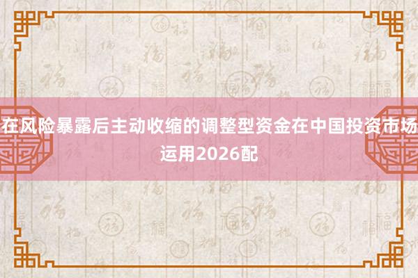 在风险暴露后主动收缩的调整型资金在中国投资市场运用2026配
