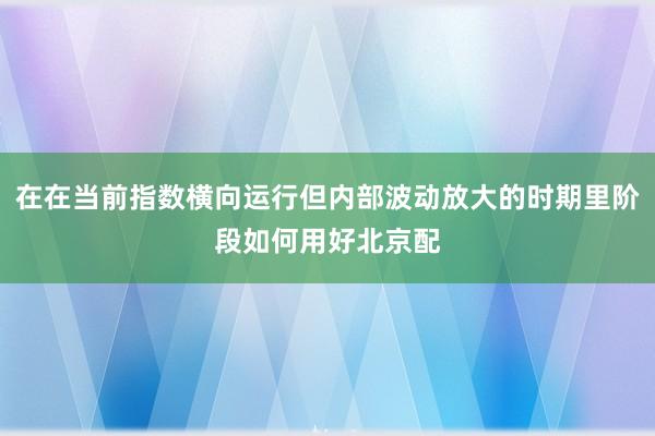 在在当前指数横向运行但内部波动放大的时期里阶段如何用好北京配