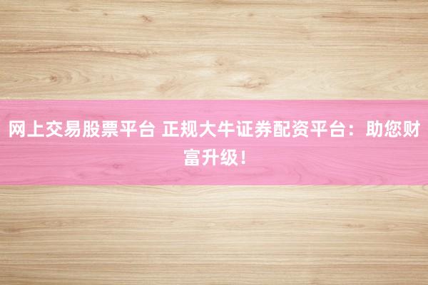 网上交易股票平台 正规大牛证券配资平台：助您财富升级！